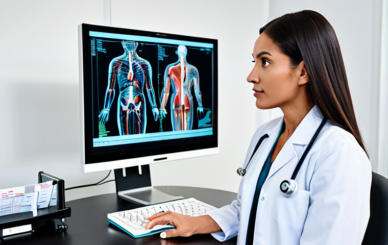 A professional female aesthetic doctor in a clean, modest lab coat, clearly explaining medical information to a female patient, who is attentively listening. The patient is dressed in professional, modest business attire. They are in a modern, well-lit medical clinic consultation room. A detailed anatomical diagram of the human eye is visible on a screen or desk. The scene conveys a sense of professionalism and clear communication. Professional photography, high detail, perfect anatomy, correct proportions, natural pose, well-formed hands, proper finger count, natural body proportions, fully clothed, appropriate attire, modest clothing, safe for work, appropriate content, professional, family-friendly.
