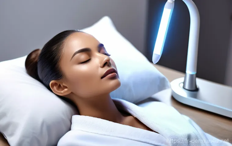 피부 트러블 치료법 - **Prompt: Biomimetic Skincare Application**
    "A close-up of a diverse woman, 30s, with radiant, h...