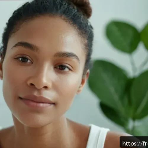 Home 32 여드름 전용 스킨케어 추천 - A close-up portrait of a young adult woman with clear, glowing skin, gently applying a lightweight, ...